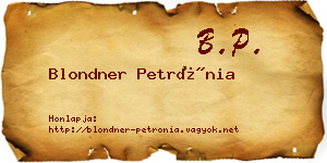 Blondner Petrónia névjegykártya